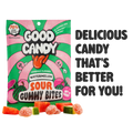 Good Candy watermelon bag of low sugar sour gummies with watermelon pieces beside the words Delicious candy that's better for you