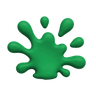 Glossy dark green splat graphic used as a flavor burst accent on Good Candy pages.