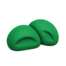 Two dark green soft and chewy gummy candy pieces on a white background.